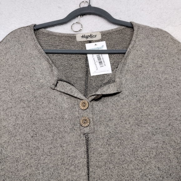 NWT Haptics Mixed Media Leopard Print Sweatshirt Oatmeal Size XL - Picture 3 of 10